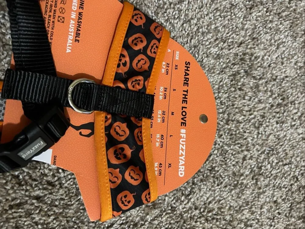 Fuzzyard Halloween Themed Pumpkin Dog Harness Size Medium New